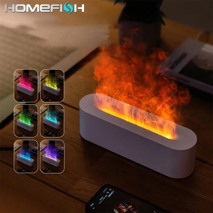 Newest RGB Flame Aroma Diffuser Humidifier USB Desktop Simulation Light Aromatherapy Purifier Air for Bedroom With 7 Colors