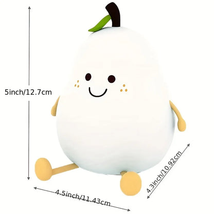 Creative Mini Cute Cartoon Pear Shaped Pat Light Bedroom Lamp Soft Silicone Rechargeable Night Light for Kids
