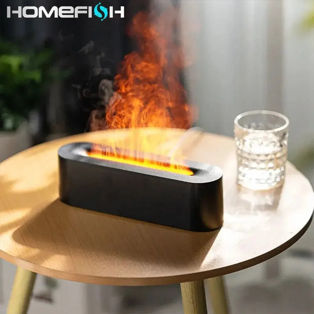 Newest RGB Flame Aroma Diffuser Humidifier USB Desktop Simulation Light Aromatherapy Purifier Air for Bedroom With 7 Colors